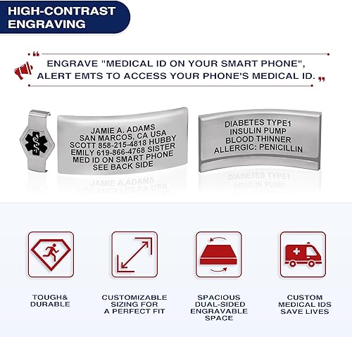 Miniatura 2 de Divoti Custom Dual-Sided Engraved Silicone Medical Alert ID Wristband wSecurity Clasp & Trim-to-Fit Band - Style