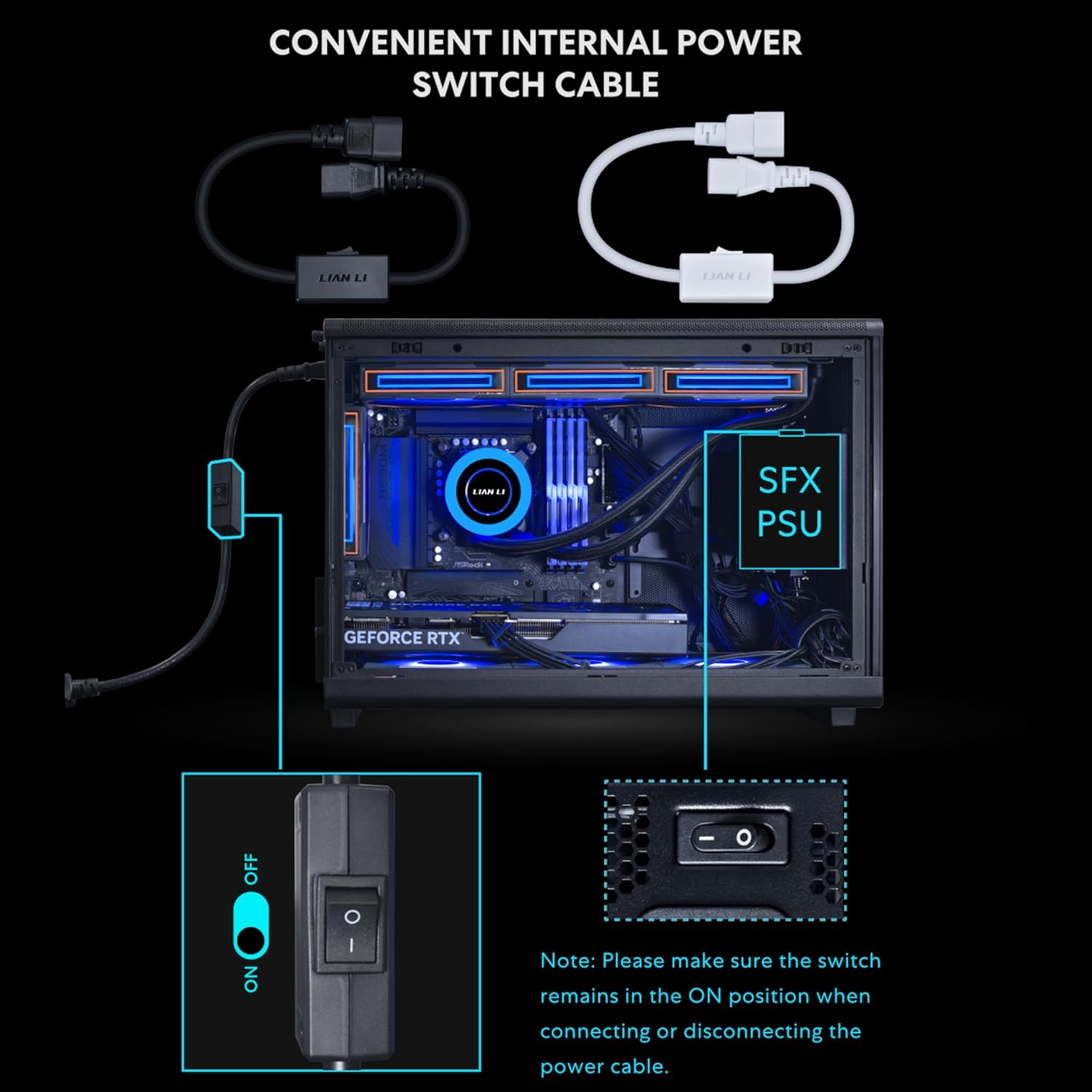 Lian Li SP0850P Platinum 850W SFX Form Factor Power Supply with 12V-2x6 Connectors - ATX 3.1 & PCIE 5.1 Compliant - Low-Noise - Fully Modular - 105°C Capacitors - 10 Year Warranty - Black (SP0850P.B)