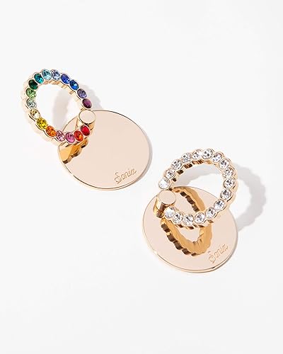 Miniatura 5 de Sonix Anillo y soporte para teléfono con diamantes de imitación de cristal adornado (dorado, transparente)