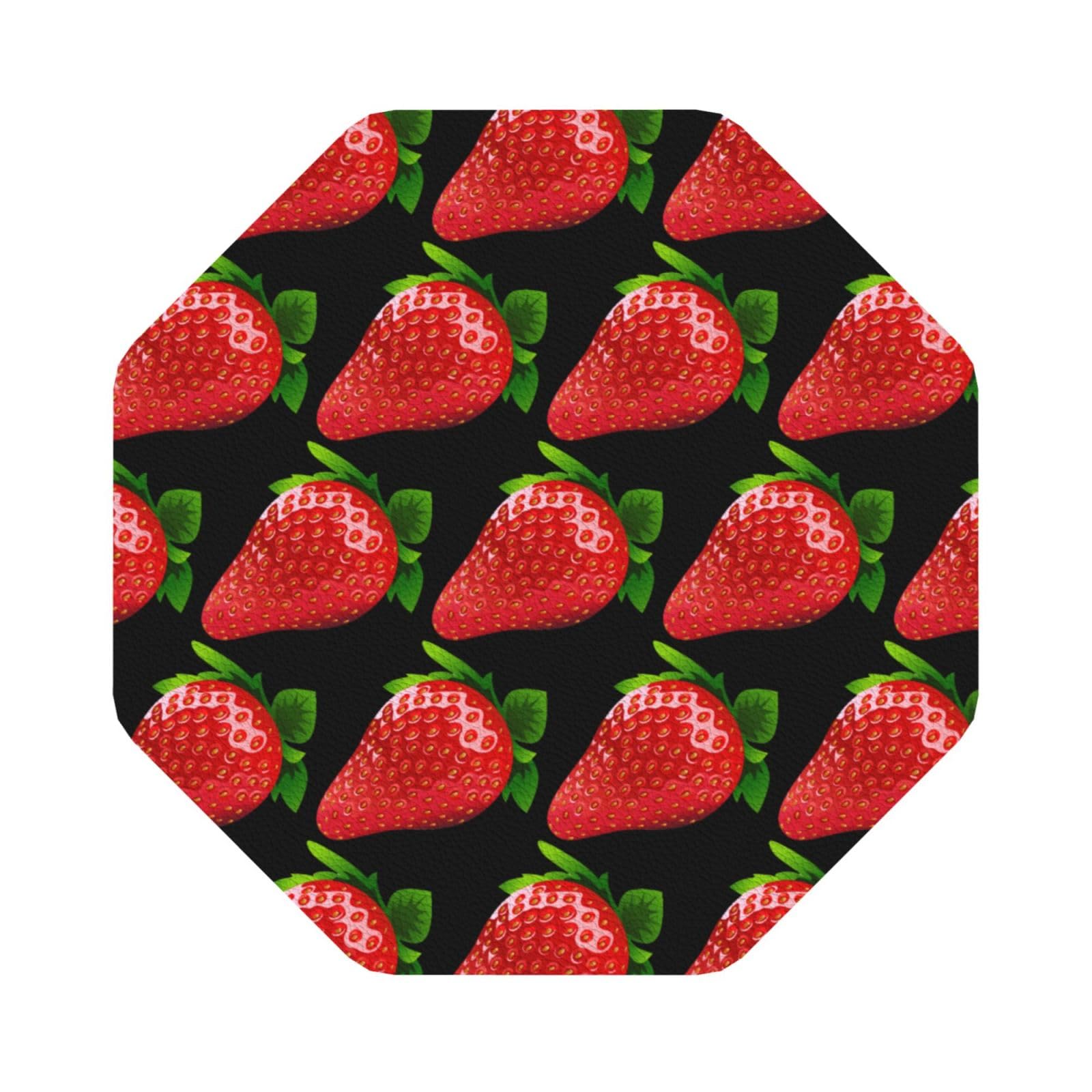 strawberry clipart PU Leather Coasters Set of 6 Octagon Drink Coasters