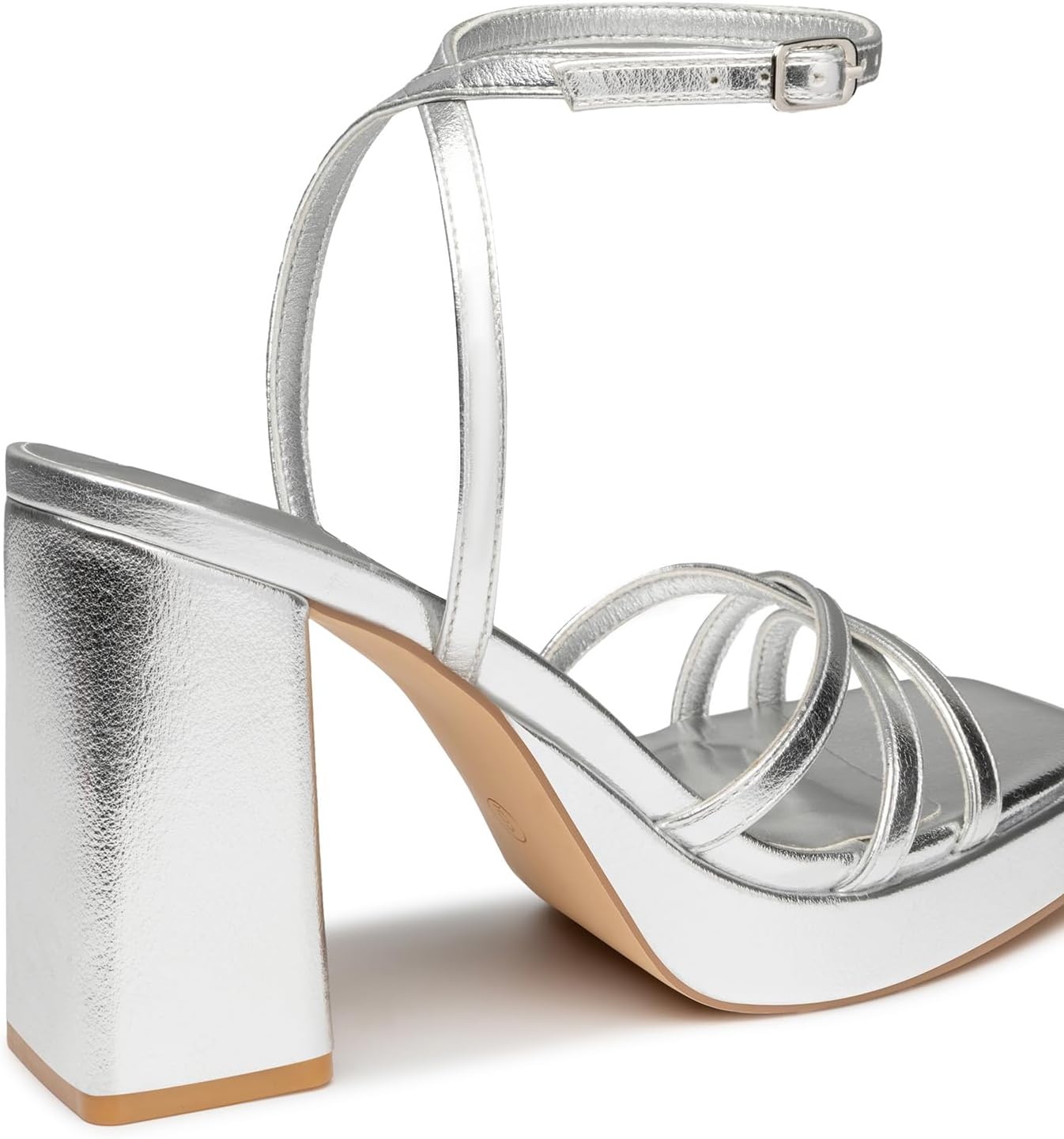Trary Gold & White Heels - Square Toe, 3 inch Platform, Strappy & Block Heels for Wide Feet, Ankle Strap Y2k Shoes for Prom - Image 3