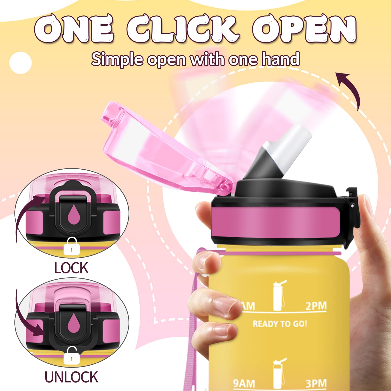 Botella Agua Libre Bpa Botella De Agua HoneyHolly 500 Ml - Con Pajita, Libre De BPA - Ideal Para Niños, Deporte O Colegio Botella Deportiva Antifugas