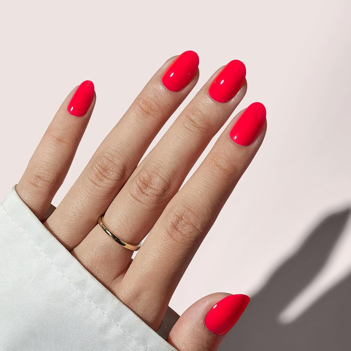 BTArtbox Press On Nails, Tomate Tango, Ovalado corto, Rosa intenso, 32 quilates | Más de 2 semanas de uso, uñas naturales con calidad de salón, fácil aplicación diaria en 10 minutos, eliminación rápida, 16 tamaños, kit completo todo en uno
