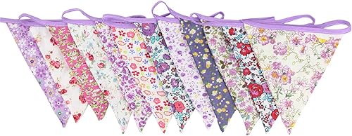 Miniatura 5 de Pancarta triangular de 32 pies, 36 banderas de tela de algodón, guirnaldas para fiestas de cumpleaños, bodas, baby shower, decoración al aire libre