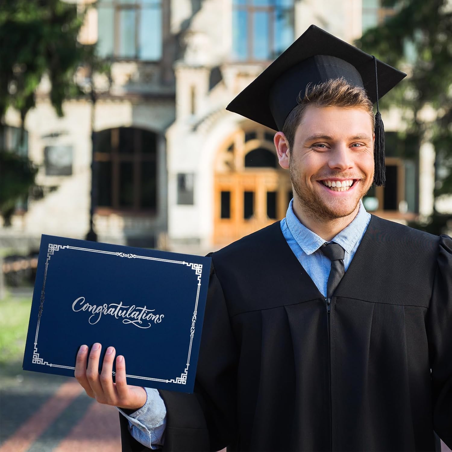 Geyoga 120 Pcs Congratulations Certificate Holders Diploma Holders for Letter Size 8.5x11 Certificates Document Cover for Graduation Certificate Folder Employee Appreciation (Blue)