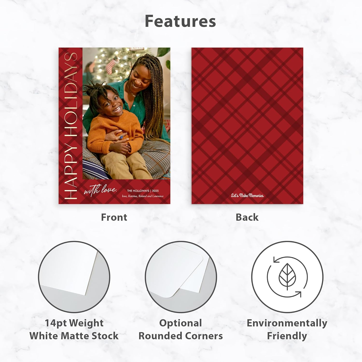 Let's Make Memories Personalized Photo Christmas Cards with Envelopes - Premium Quality - 5x7-2025 Holiday Cards & White Envelopes - Vertical Greeting - 100 ct