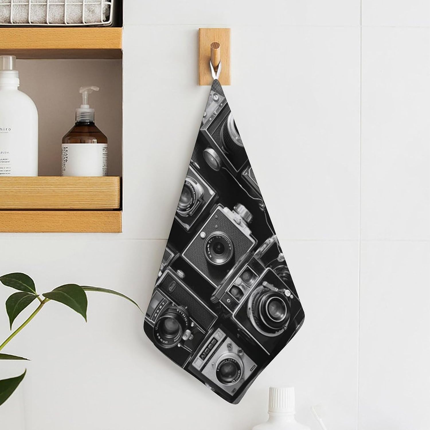 Small Towels with Hanging Loop Microfiber Hand Towels Washcloth | Soft Wash Cloth Retro Cool Camera Collection Face Cloth Hand Dry Towels & Dish Cloths for Kitchen Bathroom11"