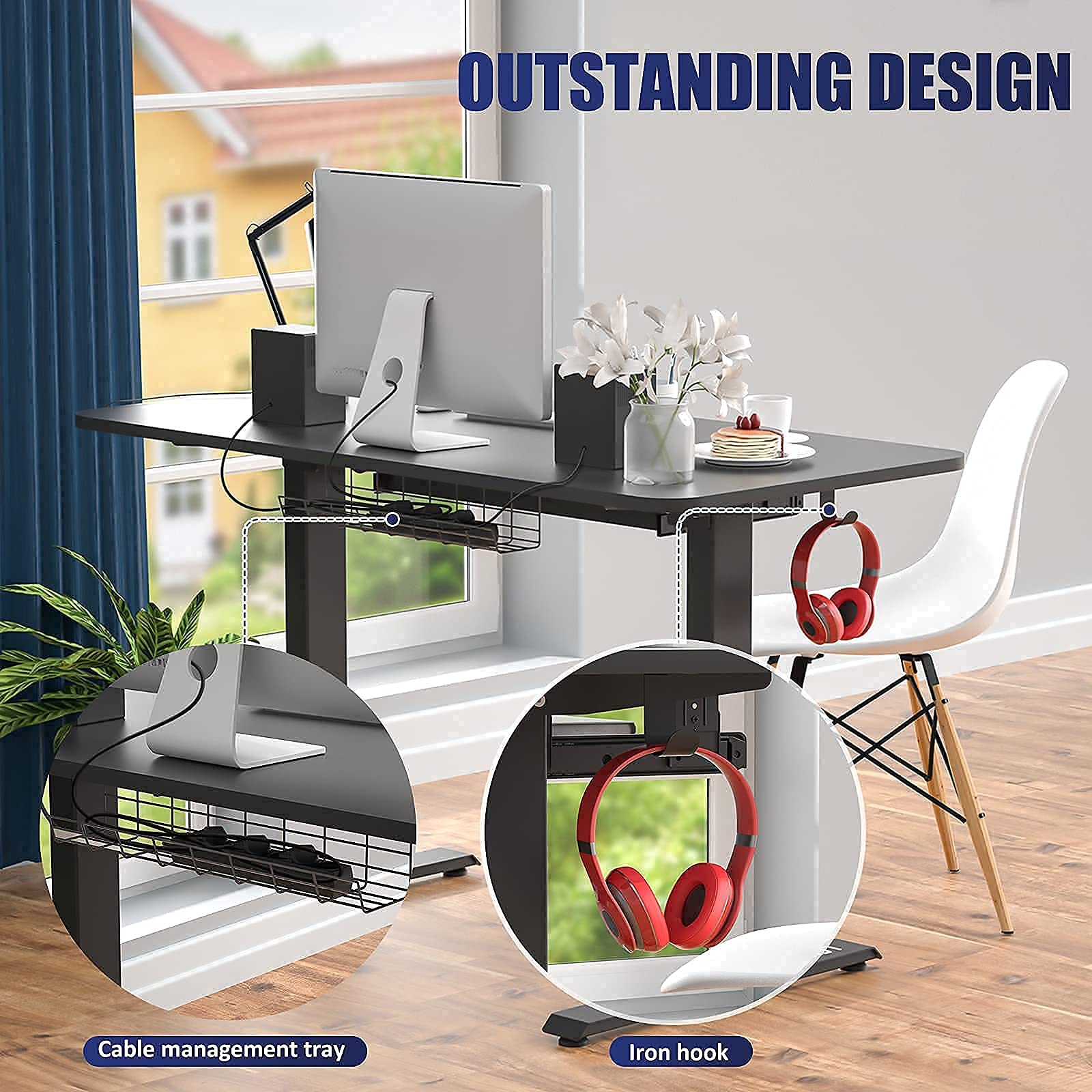 Height Adjustable Desk, Electric Standing Desk with Solid OnePiece