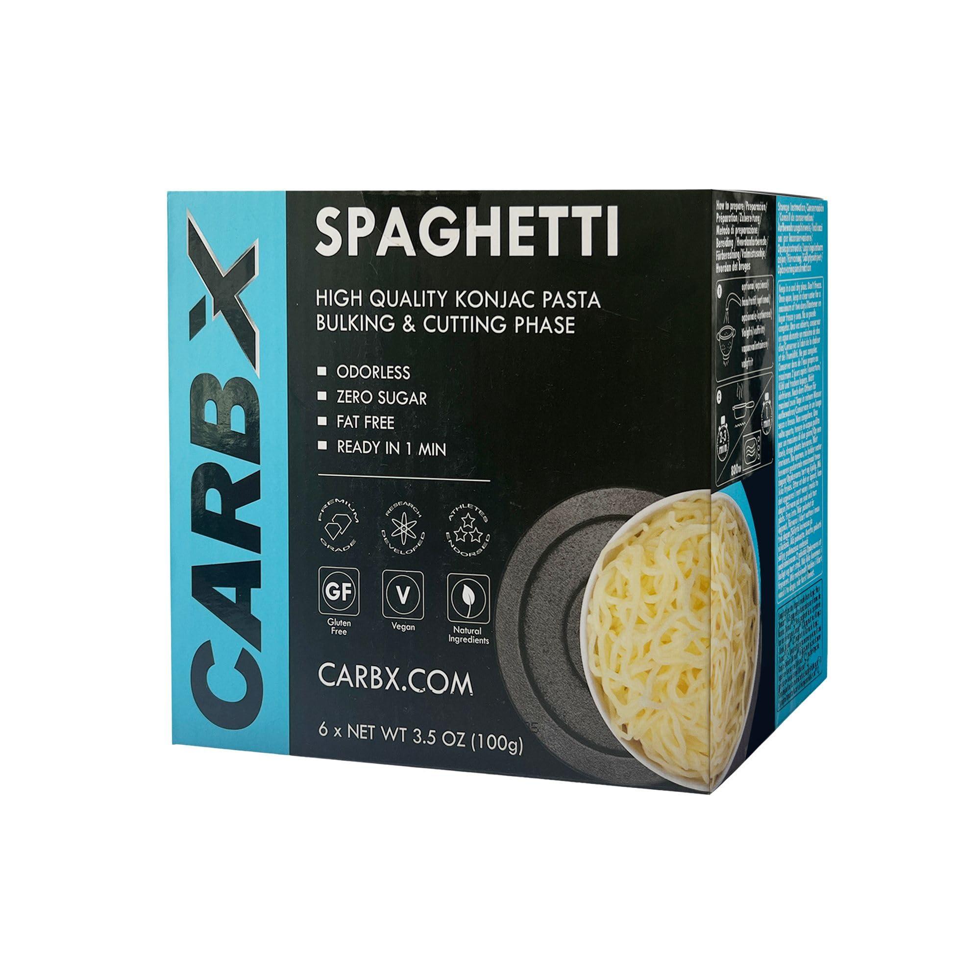 Carbx - Espaguetis Shirataki - Pasta Konjac - 600 g - 6 Raciones de Pasta Konjac - Ideal para Dietas Keto y Low Carb - Bajo en Calorías y Sin Azúcar