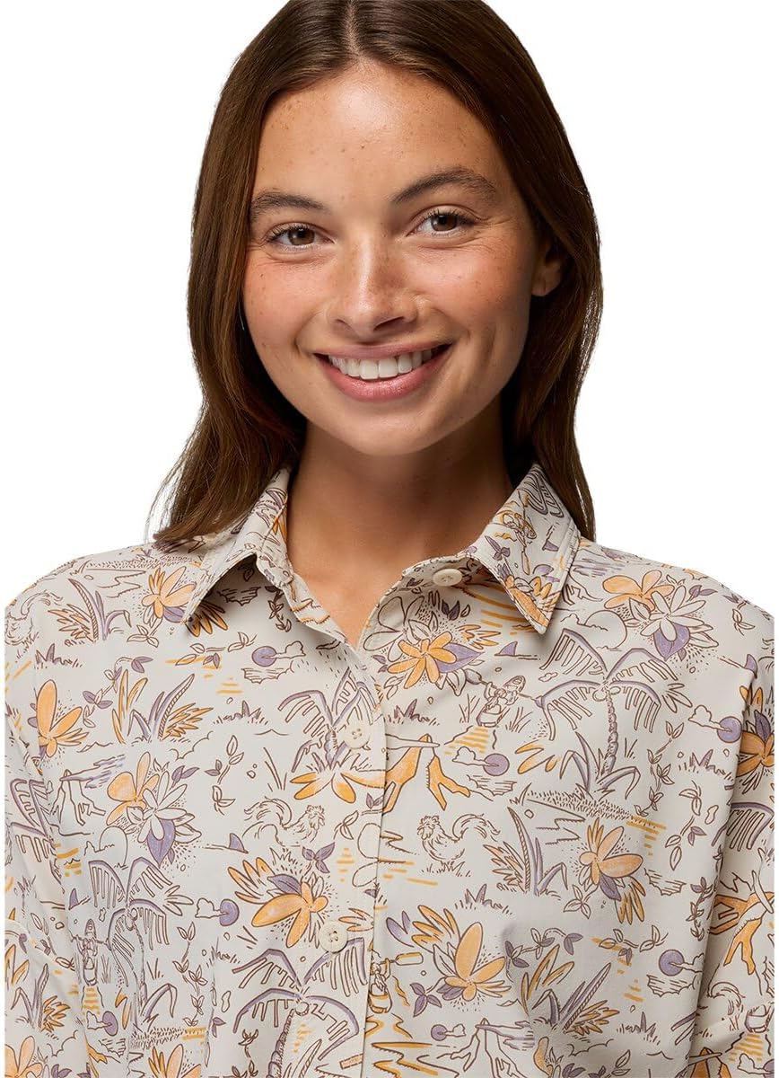 prAna Railay Short-Sleeve Button Down Shirt Beach Pebble Vacation M image 2