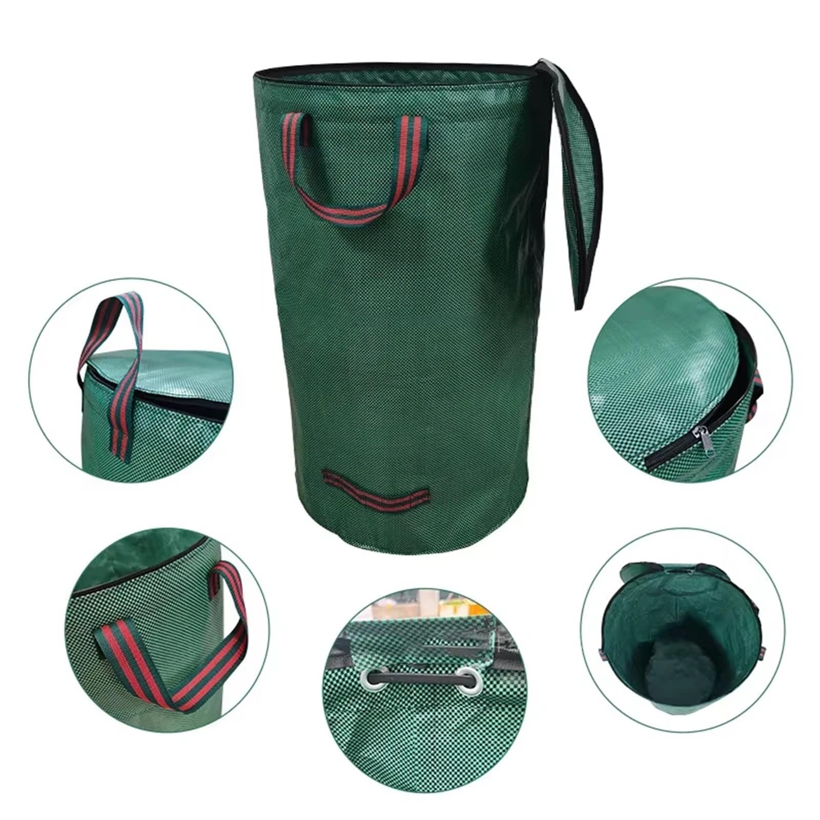 Sacchi Per Rifiuti Da Giardino 6 pezzi 272-300L sacchetto for rifiuti da giardino con coperchio pieghevole raccolta foglie cestino riutilizzabile cadute giardinaggio stoccaggio(300L,Without Lid)