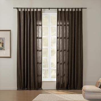 ChadMade Chenille Curtain 96 Inches Long Drape, Privacy Protection Room Darkening Curtain for Living Room Tab Top, 100Wx96L Chocolate 1 Panel Tino Collection