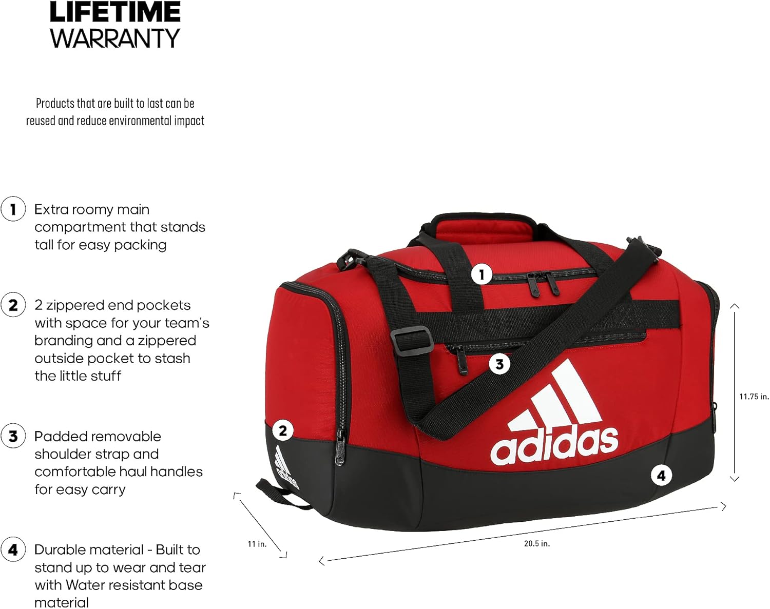  | adidas Defender 4 Small Duffel Bag, Team Power Red, One Size | Sports Duffels