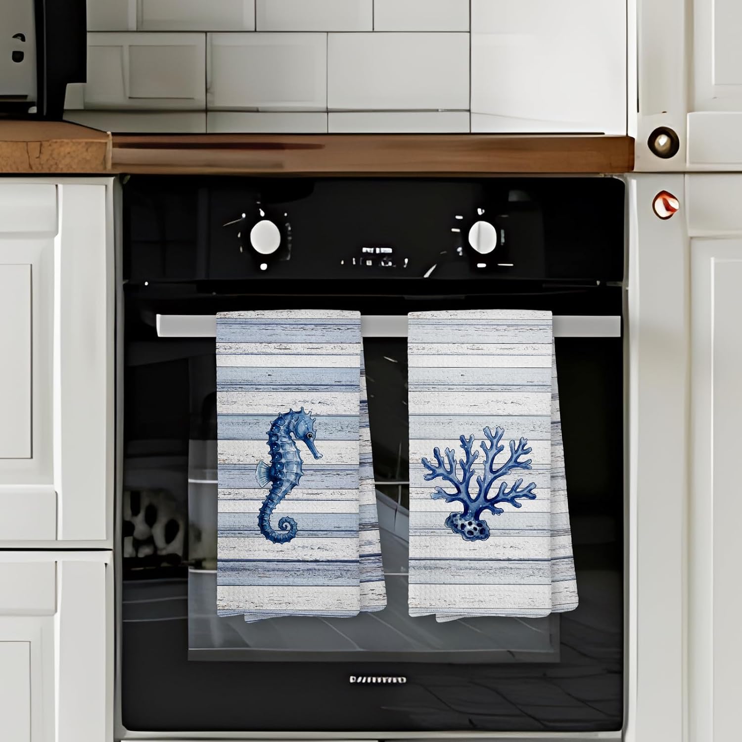Coastal Beach Kitchen Dish Hand Towels 16x24 Inch Set of 4 image 3