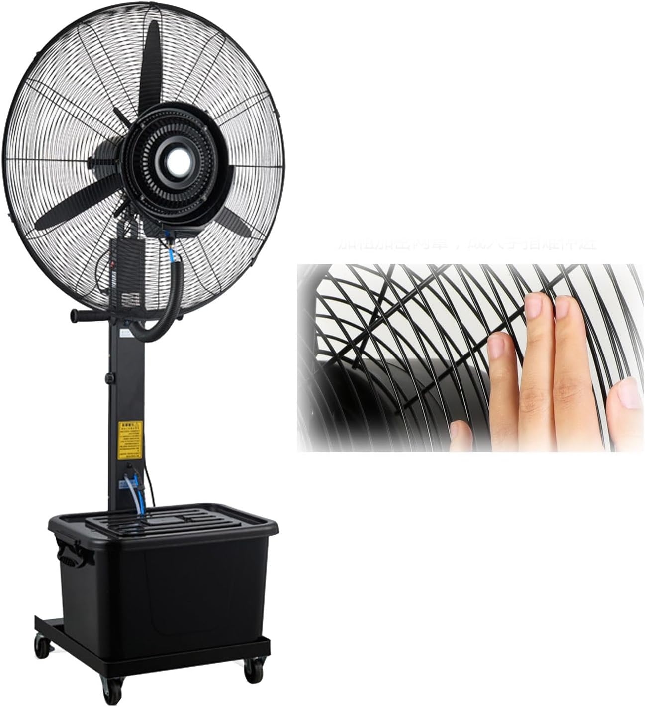 High Power Misting Fan - 22" 26" 30" Industrial Spray Fan, 260W/320W/380W, Outdoor Patio Cooling, 90° Oscillation, Adjustable 3 Speeds, Black Pedestal Fan for Summer Comfort