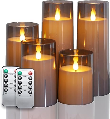 Velas grises sin llama con control remoto y temporizador, velas LED de llama 3D que funcionan con pilas para decoración del hogar de Navidad, juego disponible en Yaxa Venezuela