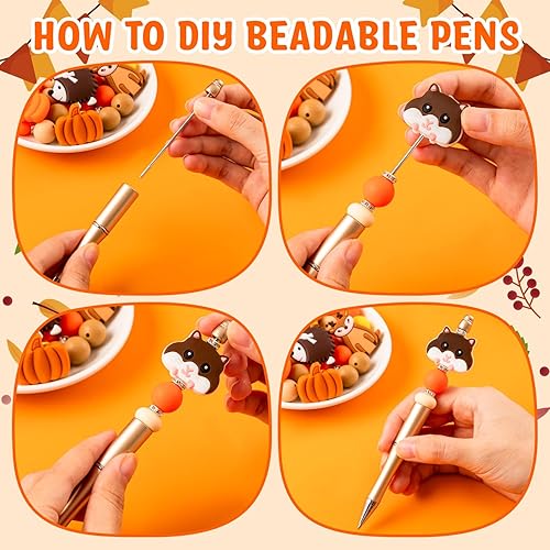 Miniatura 10 de 12 bolígrafos de Navidad con cuentas, bolígrafos de cuentas de plástico, bolígrafos de cuentas de silicona, muñecos de nieve, Papá Noel, para