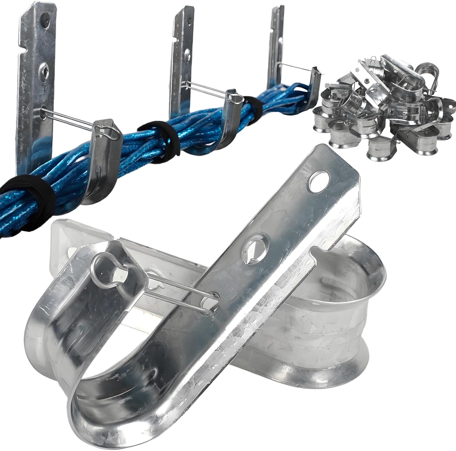 20Pc J Hook (2In Galv Steel) - Cable Hooks/Wire Hooks/J-Cable Hook/J-Shaped/,J-Hook Wall Mt +Equipped with Screws & J-Hooks for Hanging | Efficient Cable Org & MGMT Solutions