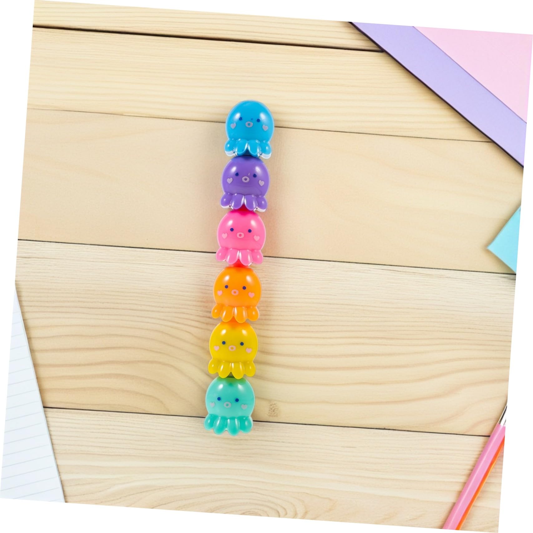Angoily 2 Set Evidenziatori Mini Impilabili di Polpo Penne Fluorescenti Colorate per Studenti e Cancelleria Scuola e Ufficio Design Interattivo e Colori Vivaci