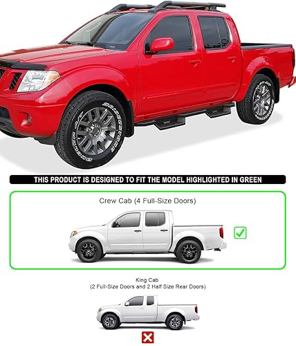 Miniatura 6 de HD Ridez Armadura de escalones de bolsillo compatible con Nissan Frontier 2005-2024 Crew Cab (barras laterales de barra nerf)