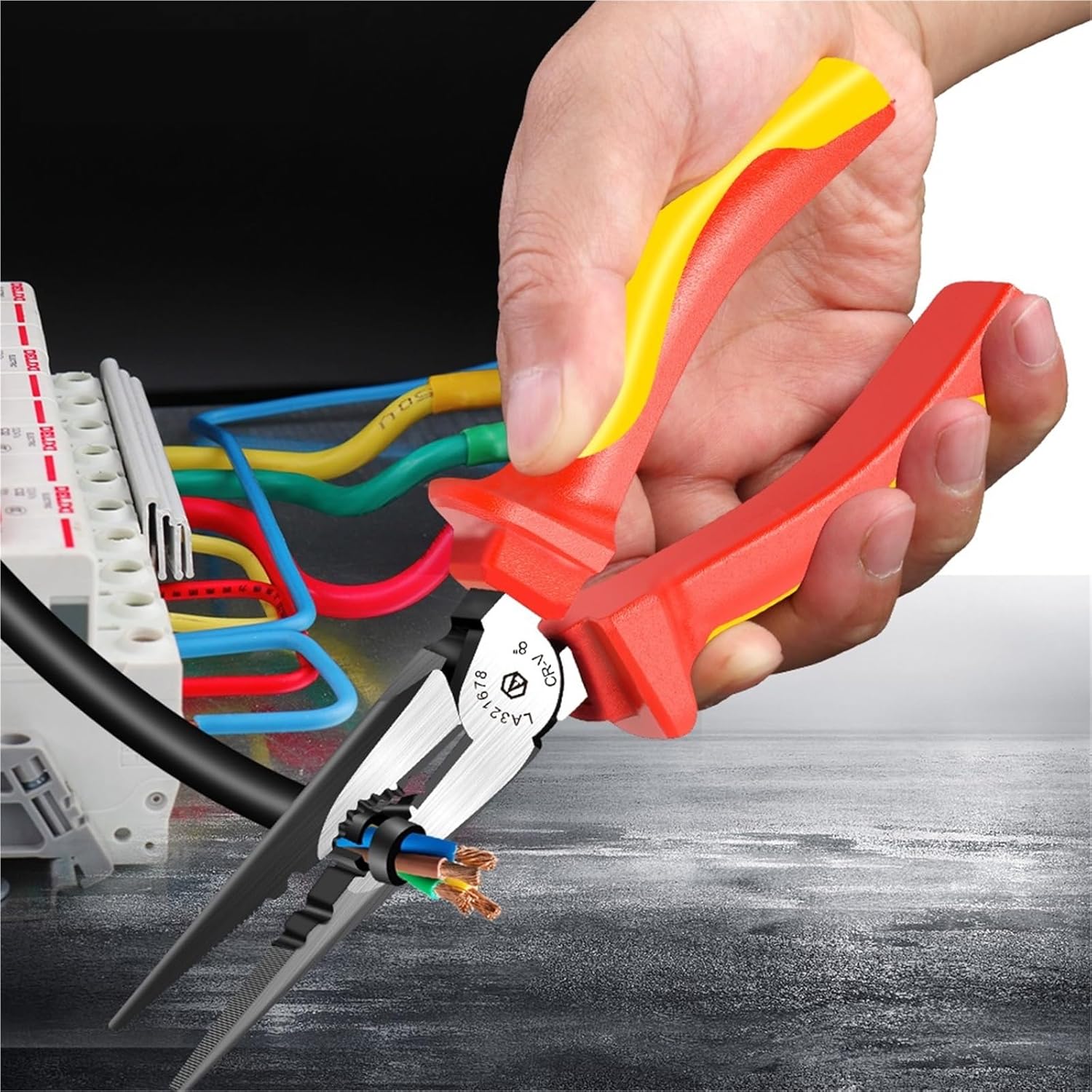 1PCS Needle Nose Pliers 6'' 8'' Insulated and Labor Saving Insulated Rubber Coated Handle Electrician Hand(LA321678)