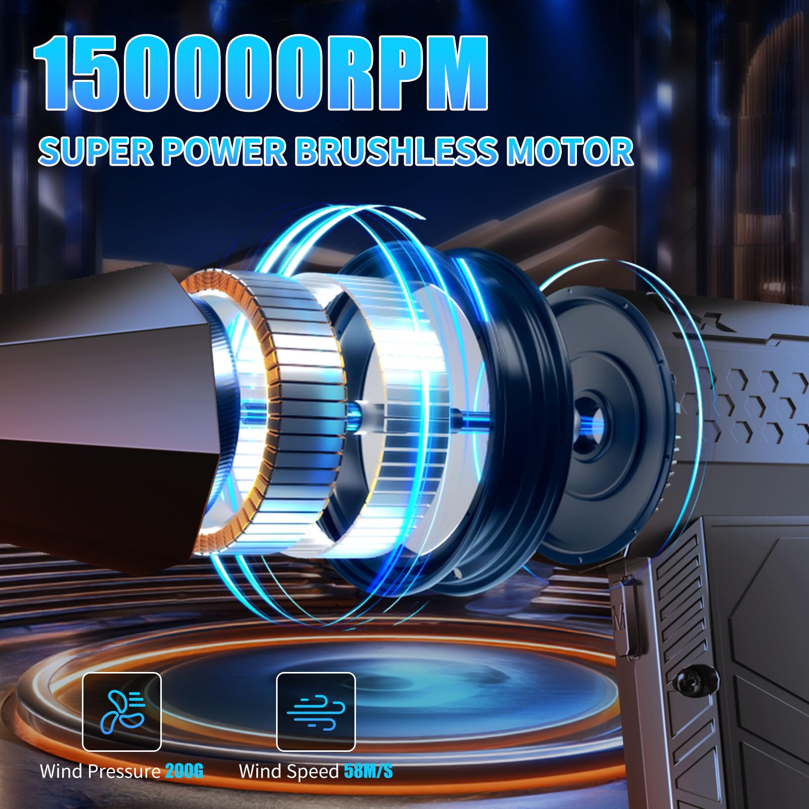 VVICOGARD Compressed Air Duster, 2 in 1 150000RPM Stepless Speed Electric Air Duster and Vacuum Cleaner, 8000mAh Rechargeable Powerful Air Blower for PC, Keyboard, Car, Outdoor