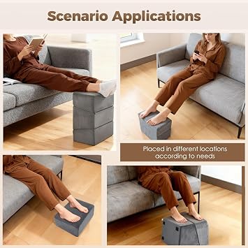 Foot Rest Under Desk, Adjustable Footrest with 3 Optional Height, Ergonomic Foot Stool Footrest Pillow Cushion with Feet Warm Pocket for Office, Home, Working and Gaming