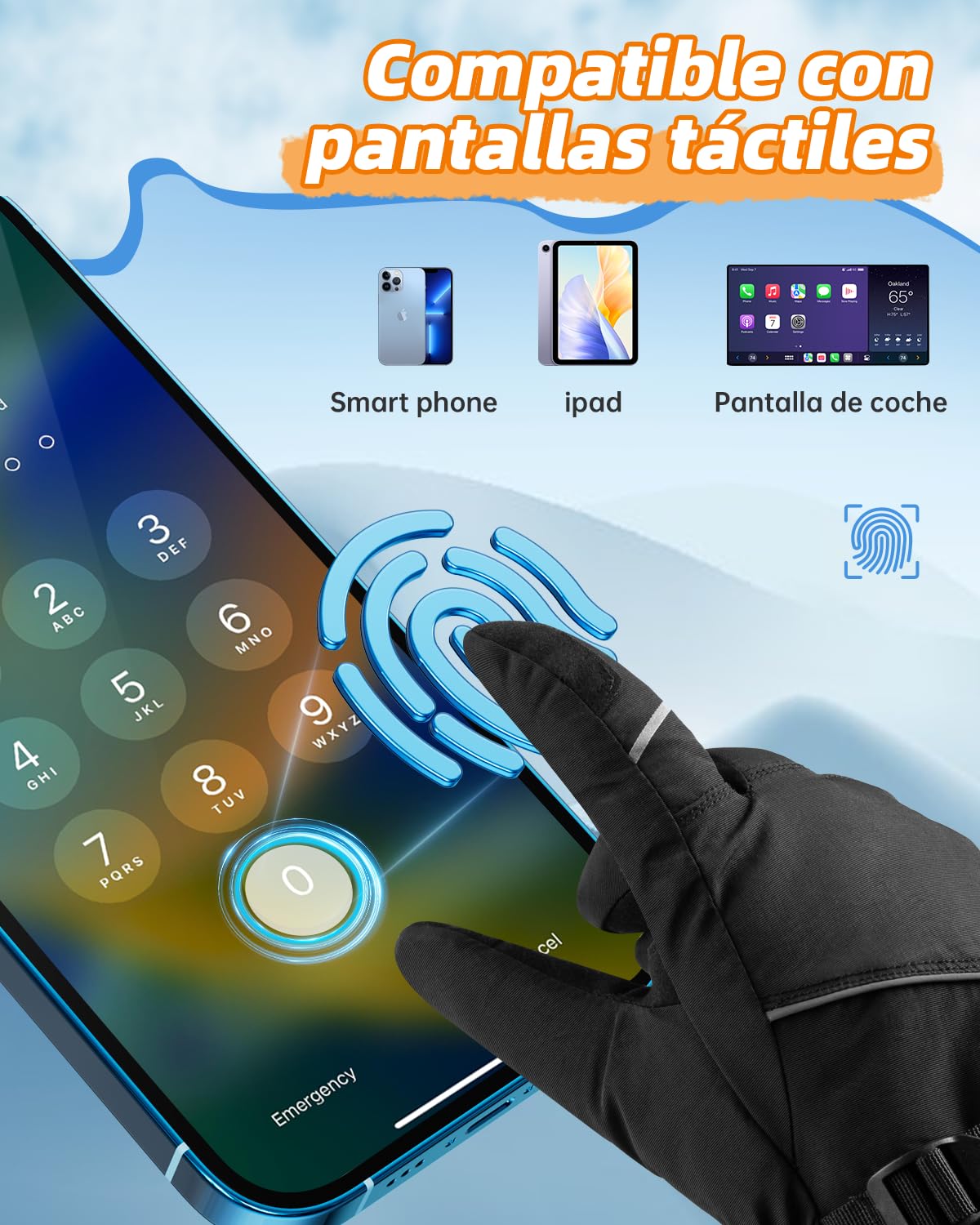 Guantes Calefactables Moto con Batería Recargable 7,4V 6000mAh Impermeables para Invierno Caza Senderismo Esquí