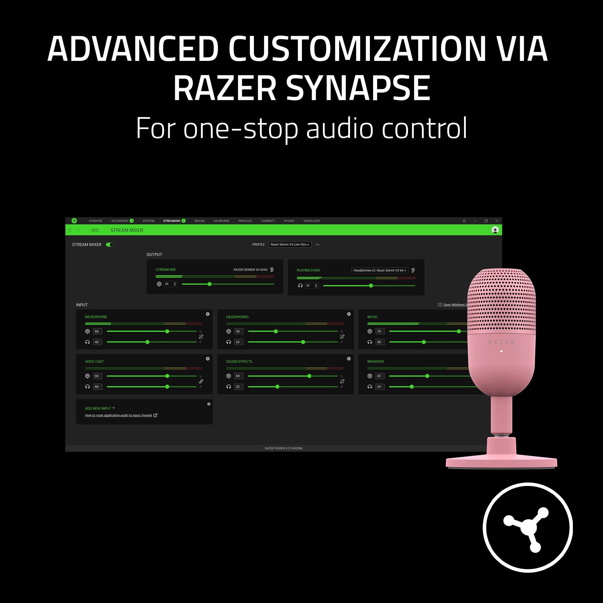 Razer Seiren V3 Mini USB Microphone: Condenser Mic - Supercardioid Pickup Pattern - Tap-to-Mute Sensor with LED Indicator - Shock Absorber - Ultra Compact - PC, Discord, OBS Studio, XSplit - Quartz