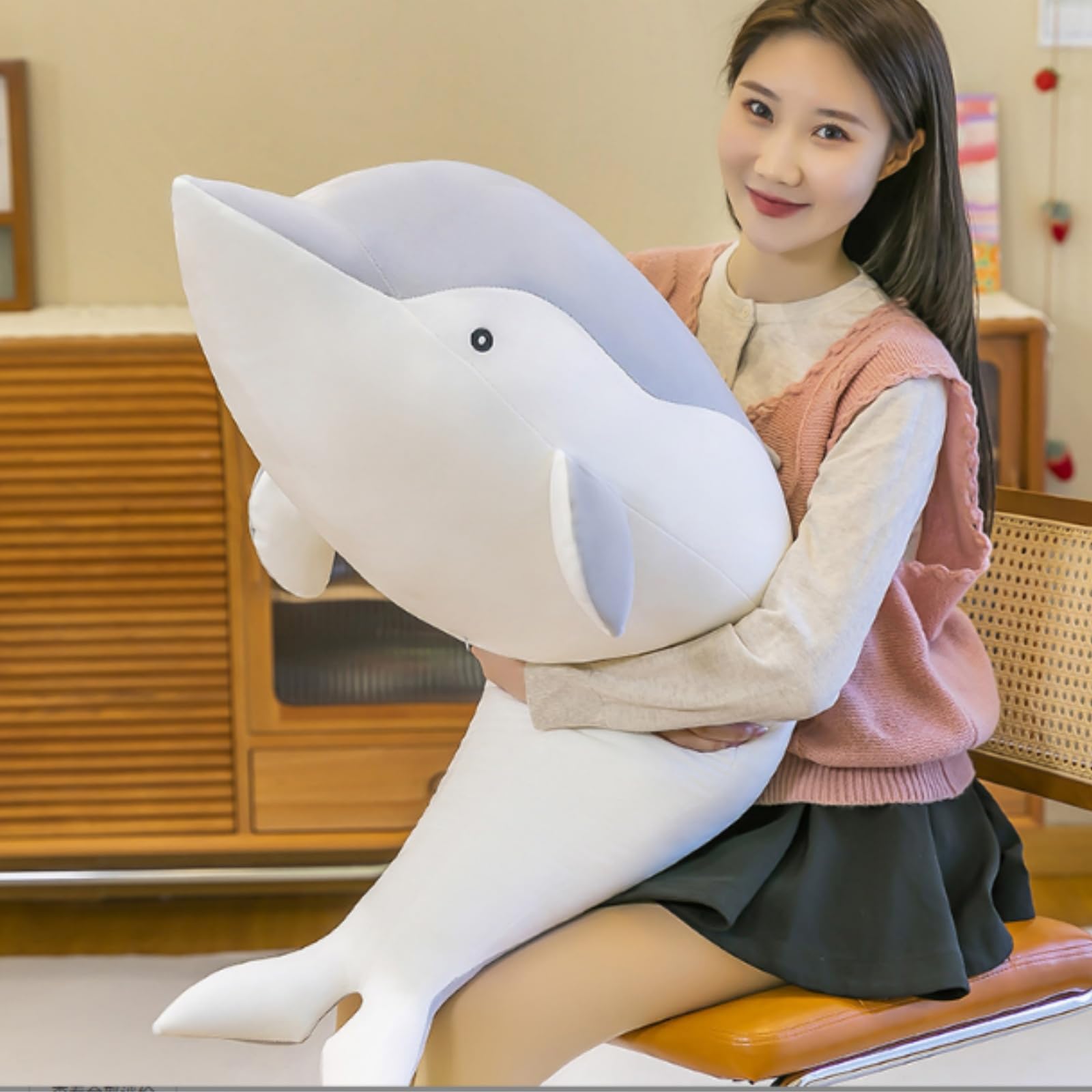 OUKEYI 70cm/27.55in Dolphin Stuffed Animals Plush Pillow Super Soft Sea Animal Dolphin Plush Toys Dolls for Boys Girls Sleeping Cushion Gift (grey)