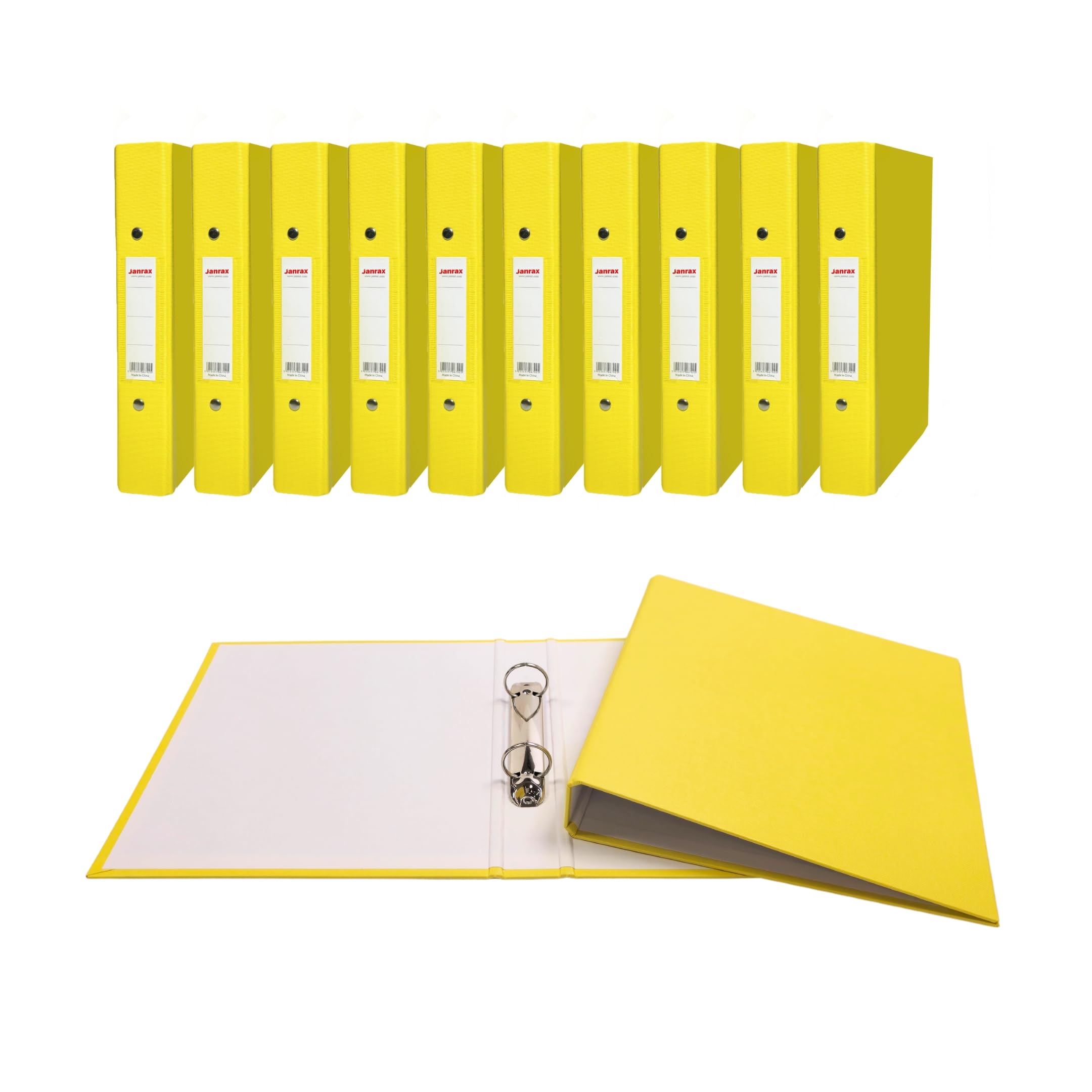 Pack of 5 A5 Small Yellow Paper Over Board Ring Binders by Janrax