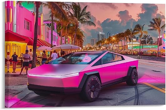 Tesla Car Posters For Walls Vintage Racing Car Canvas Prints For Home Decor Office Decor CFrame-style 36x24inch90x60cm