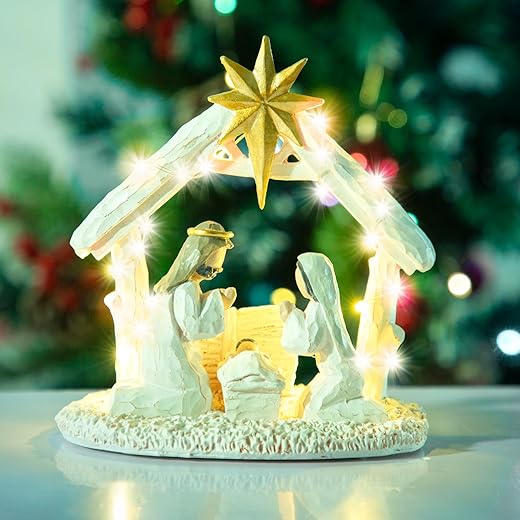 Nativity Scene with Lights