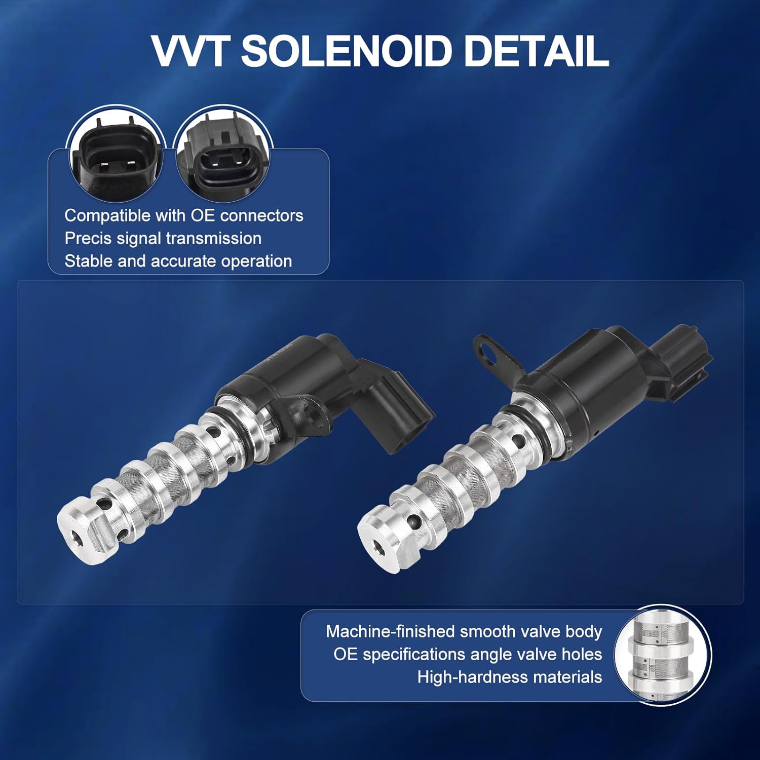 Engine Variable Valve Timing VVT Solenoid Replacement for Hyundai Santa Fe Tucson Sonata, for Kia for Sorento Optima Sportage 2.0L 2.4L 2 PCS OE 24355-2G500, 24375-2G500