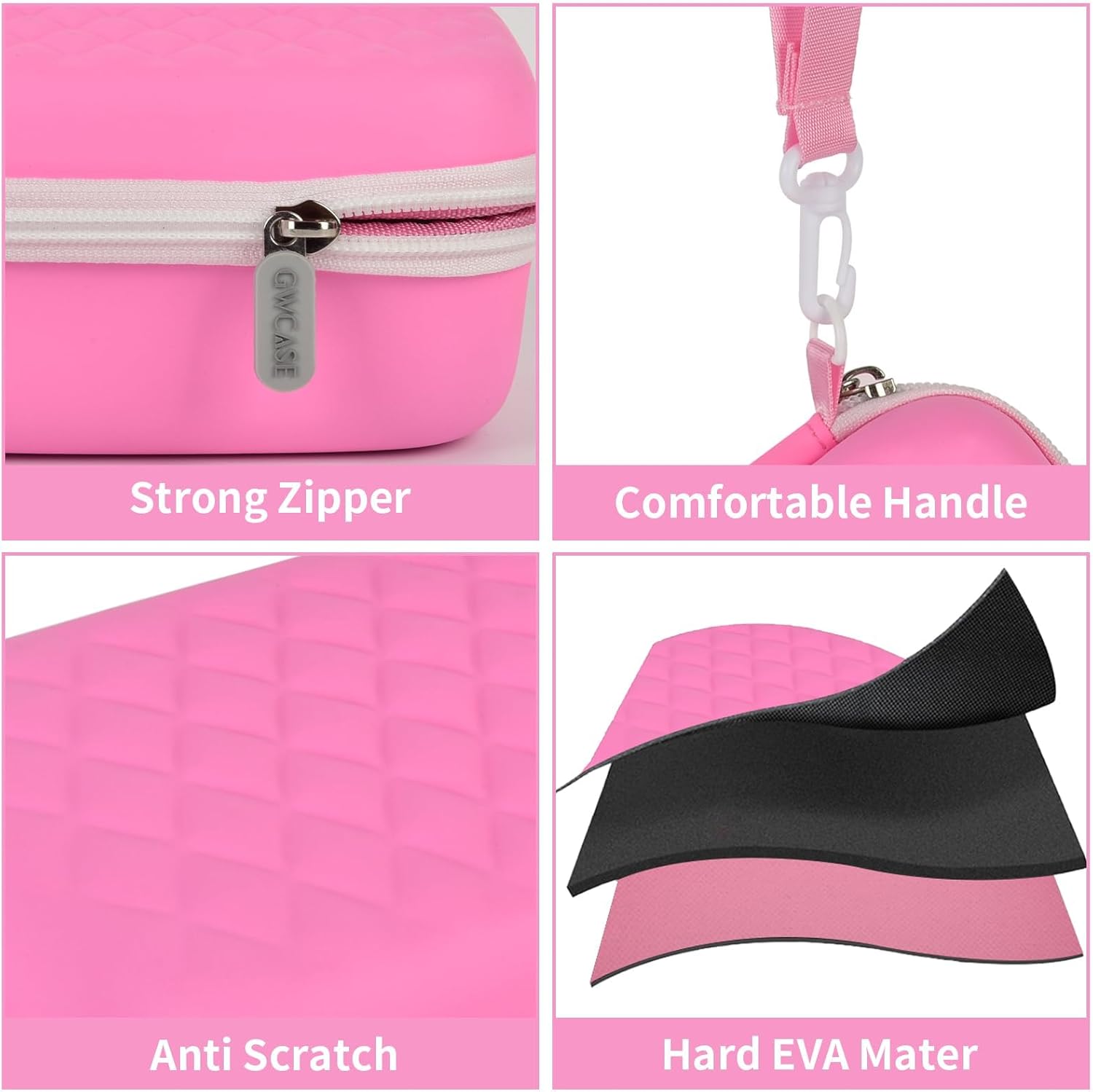 GWCASE Camera Case for Canon PowerShot G7X Mark II/ G7X Mark III/ SX740 HS Digital 4K Vlogging Camera，Video Camera Storage Holder with Shoulder Strap, Fits USB Cable,SD Card,Batteries-Pink (Case Only - Image 7