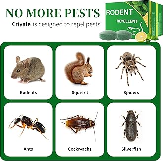 CRIYALE Rat Rodent Repellent for Car Mouse Peppermint Oil to Protect Wires in Bike Truck Engine Rat Poisoning for Home Indoor-Outdoor Garage Rat Controller Pills to Keep Rodents Out of Car Pack of 10