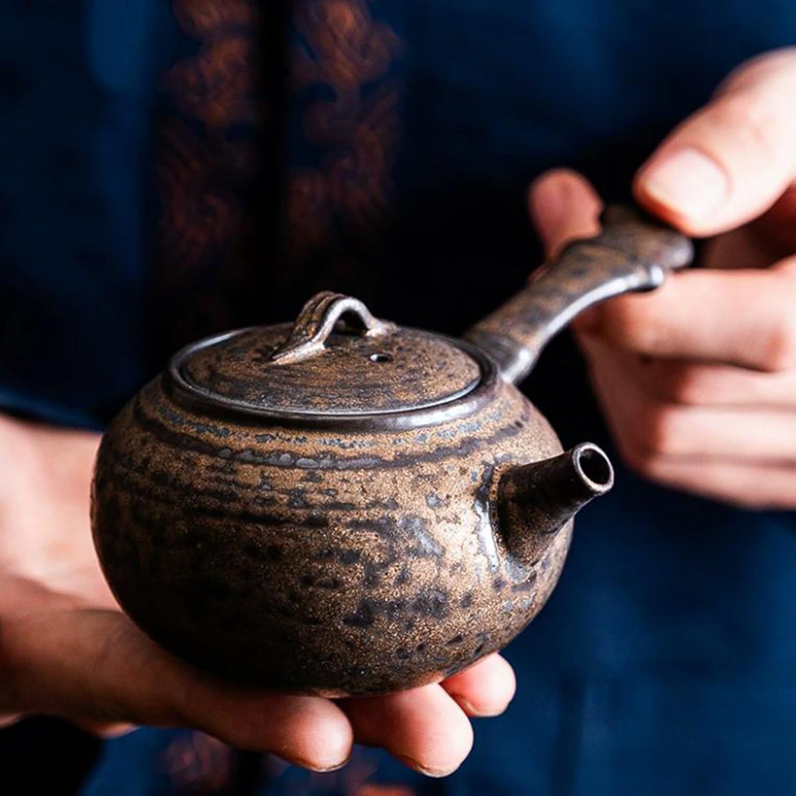 Traditioneller chinesischer Gongfu-Ton-Teekessel, Keramik-Teekanne mit Seitengriff, multifunktionales Tee-Ei for Camping, Reisen, Wandern, Küche