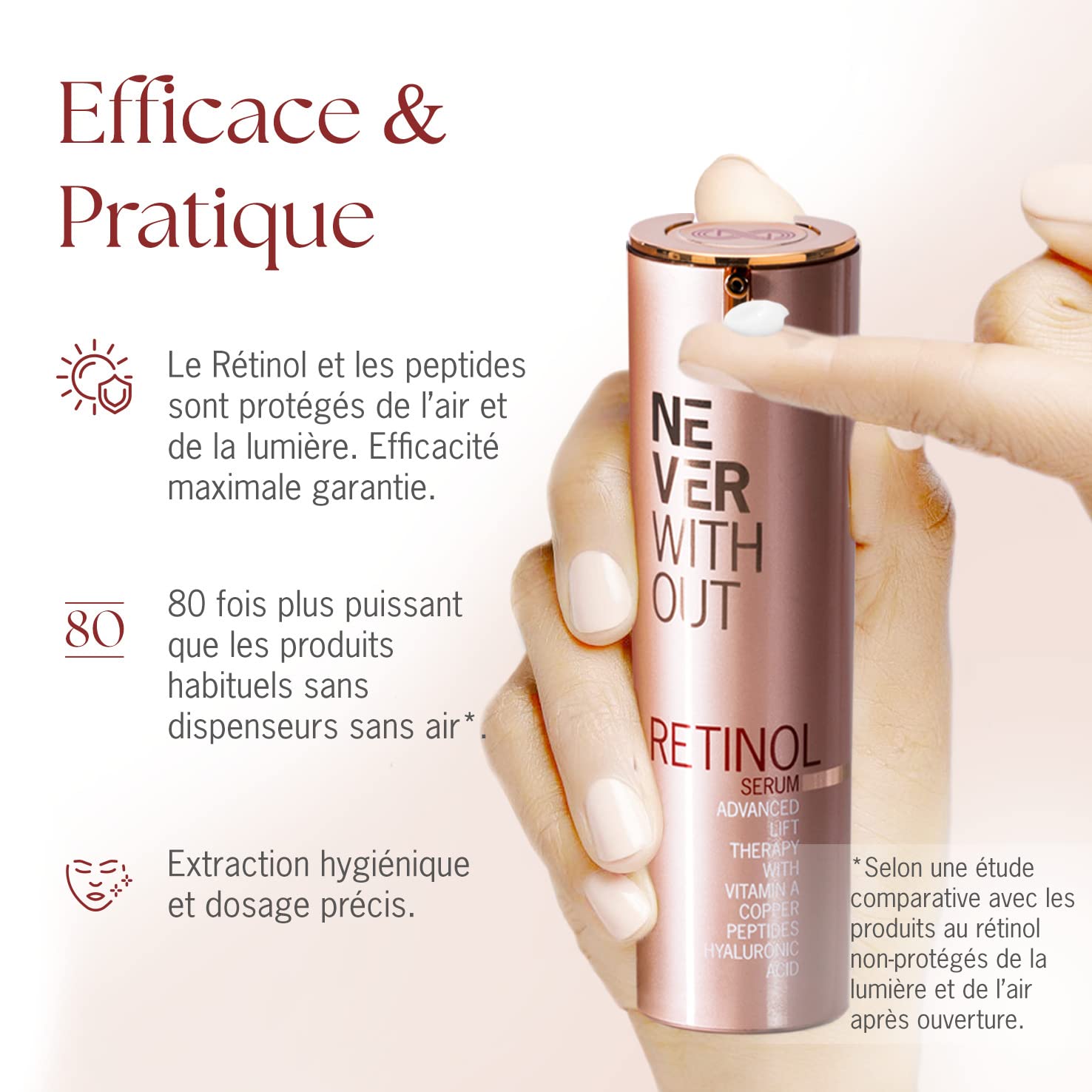 Retinol Sérum Visage + Haute Dose Acide Hyaluronique Pour un Effet Lifting Immédiat + Peptides Anti-Âge, Vitamines A, B5 et E - Sérum Anti-Rides Raffermissant - Fabriqué en Allemagne