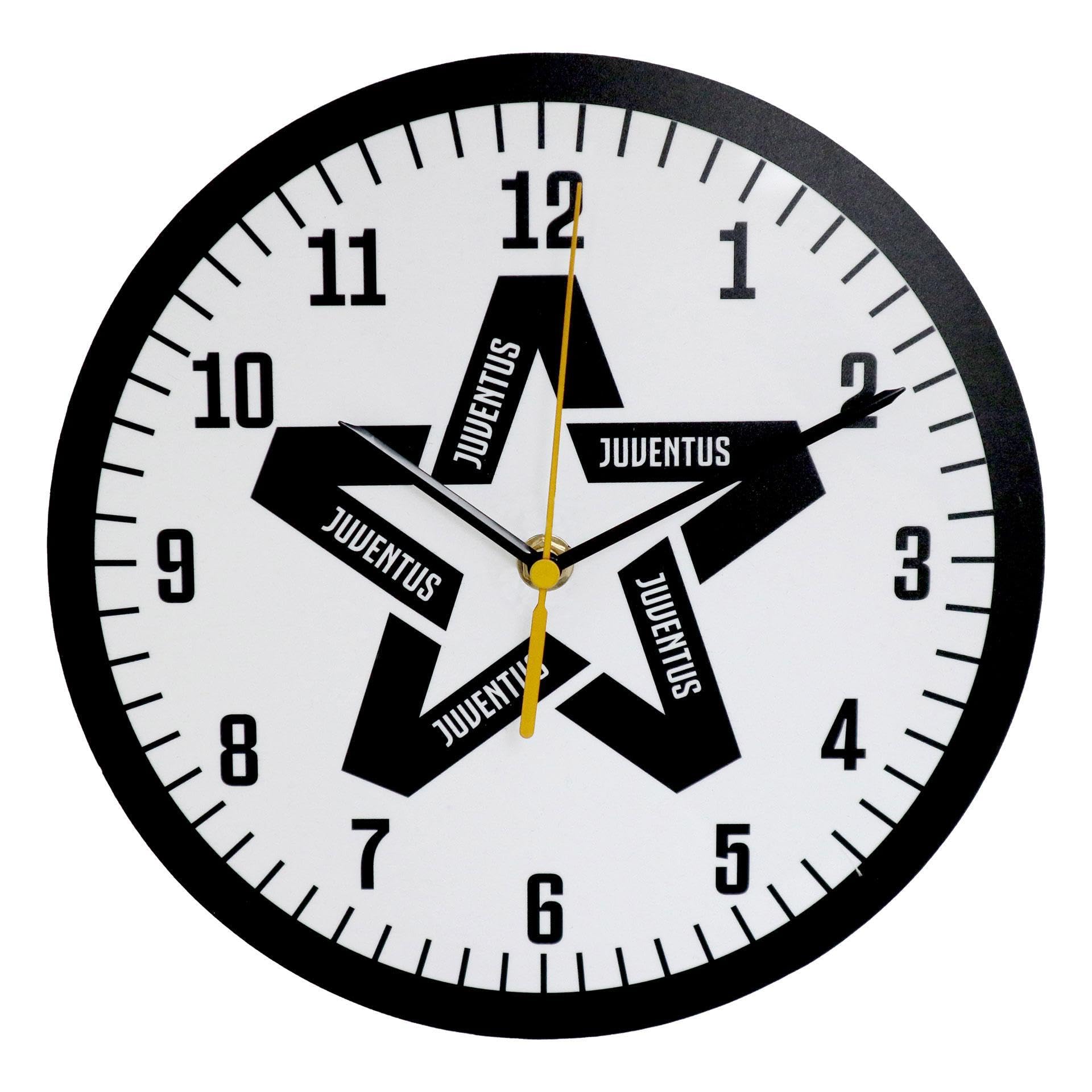 JUVENTUS Orologio da Parete e Tavolo Football Club Ufficiale | Diametro 16 cm - 24 cm | 42562 (Bianco Stella Nera Ø24)
