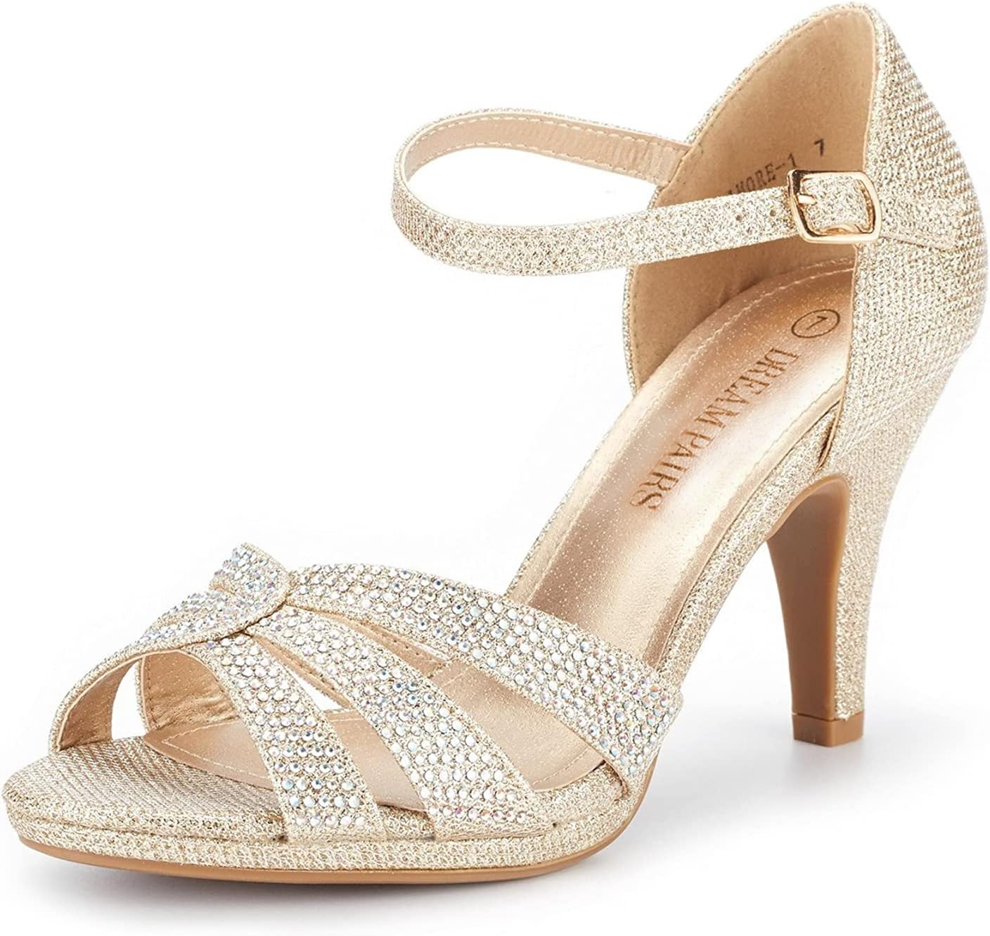 DREAM PAIRS Women's Amore_1 Gold Glitter Fashion Stilettos Open Toe Pump Heel Sandals Size 5 B(M) US
