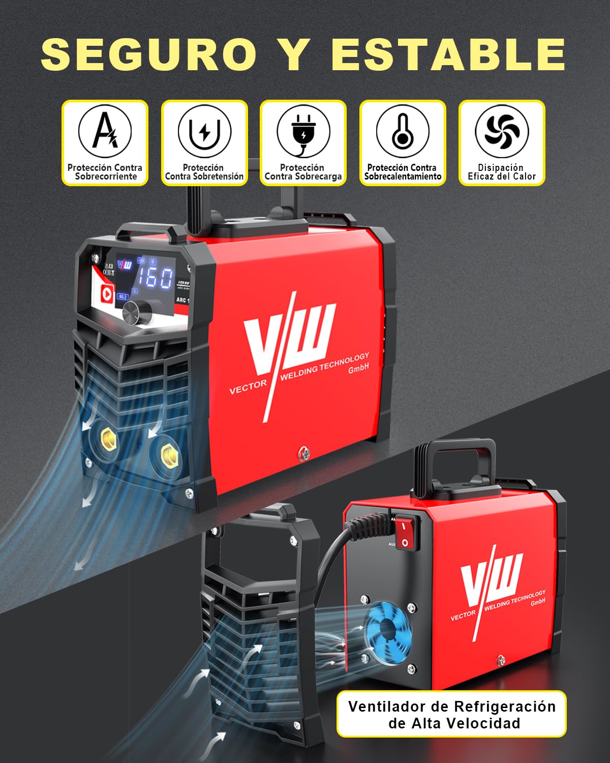 VECTOR WELDING Máquina de Soldar Electrodo MMA 160A, Soldador de Electrodo Inverter con Pantalla LED, Grupos Soldar Electrodo IGBT con Casco de Soldadura