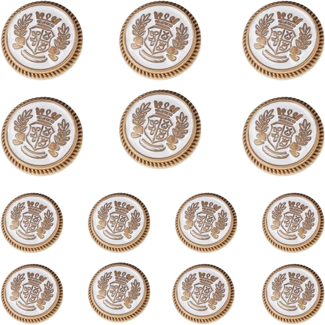 14 Pieces Matte Gold Metal Blazer Button Set 15mm 20mm for Blazers, Suits, Sport Coats, Sewing, Uniform, Jackets (MBM21)