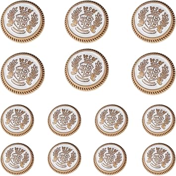 14PCS White Gold Metal Blazer Button 15mm 20mm for Blazers MBM35