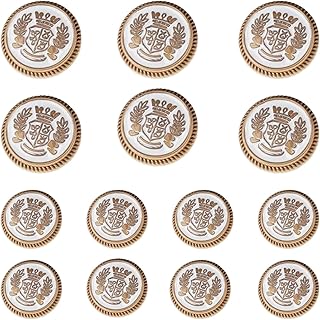 14 Pieces White Gold Metal Blazer Button Set 15mm 20mm for Blazers, Suits, Sport Coats, Uniform, Jackets (MBM35)
