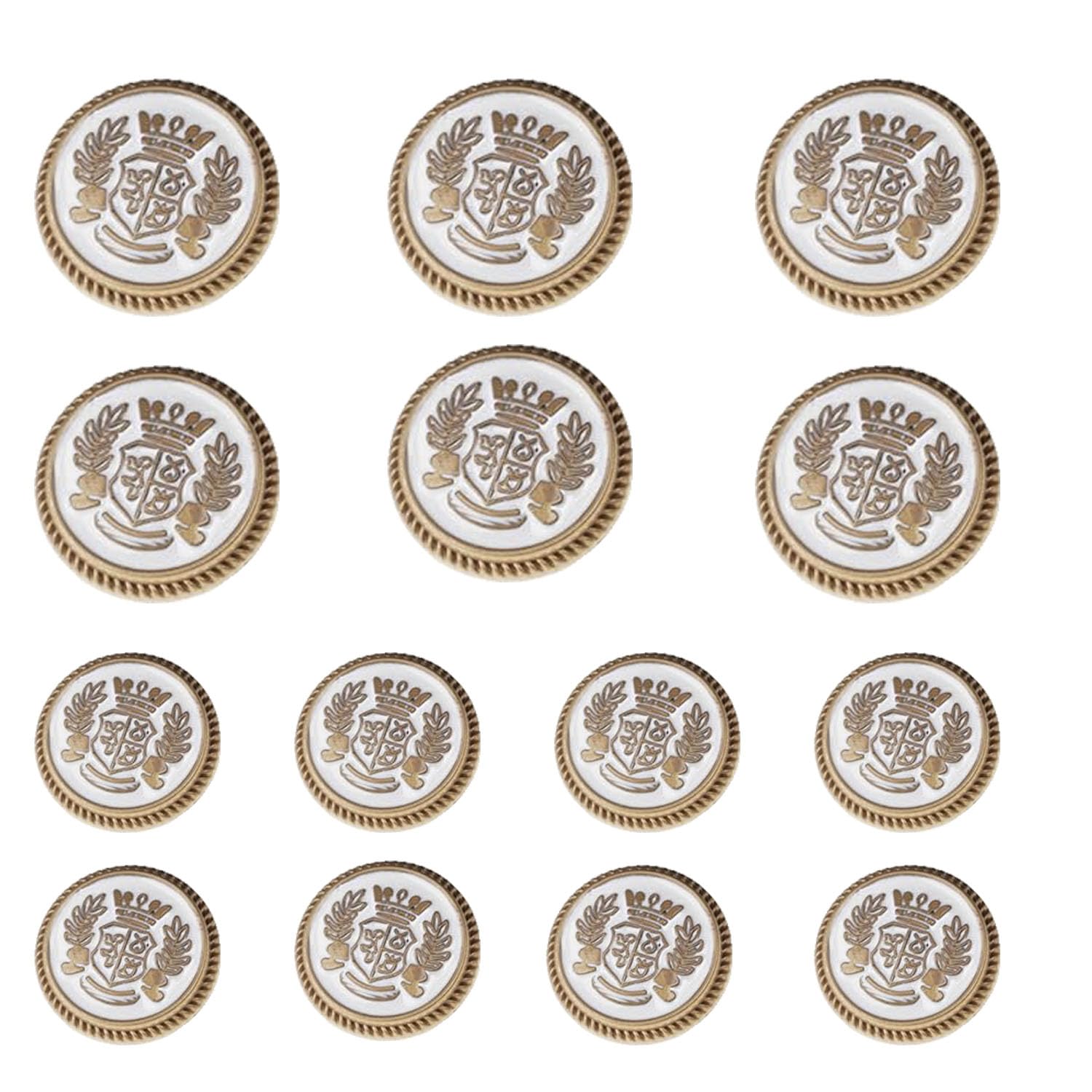 MebuZip 14PCS White Gold Metal Blazer Button 15mm 20mm for Blazers (MBM35)