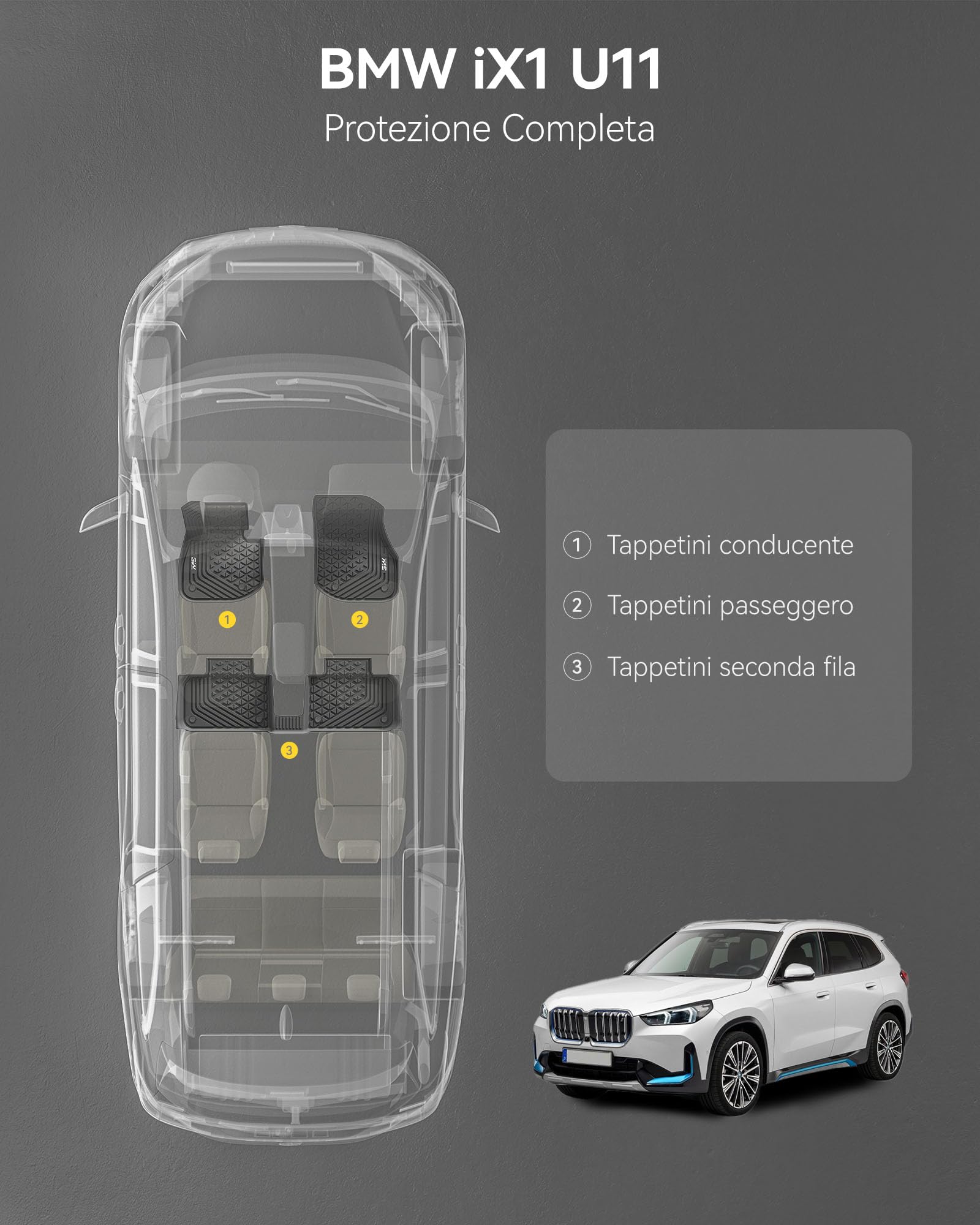 TAPPETINI IN GOMMA E TAPPETINI PER BMW X1 U11 dal 2022 - 3D TRUTH
