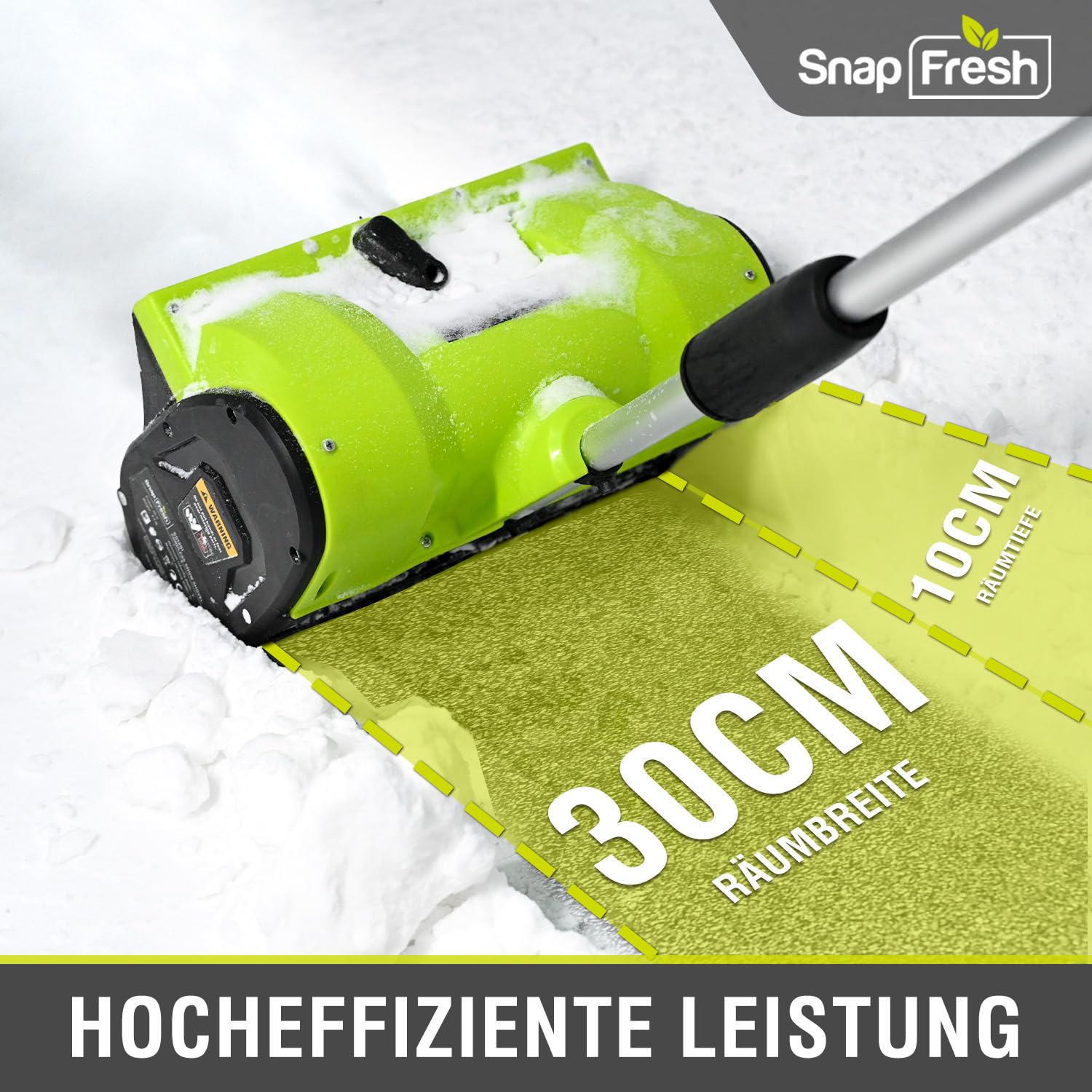 SnapFresh Schneefräse Akku 20V mit 4,0Ah & Ladegerät – Ultra-leicht nur 3,5 kg | 30 cm Räumbreite, 10 cm Schneehöhe, bis 4,5 m Auswurf | 60° verstellbarer Auswurfkanal | Ideal für Gehwege & Einfahrten