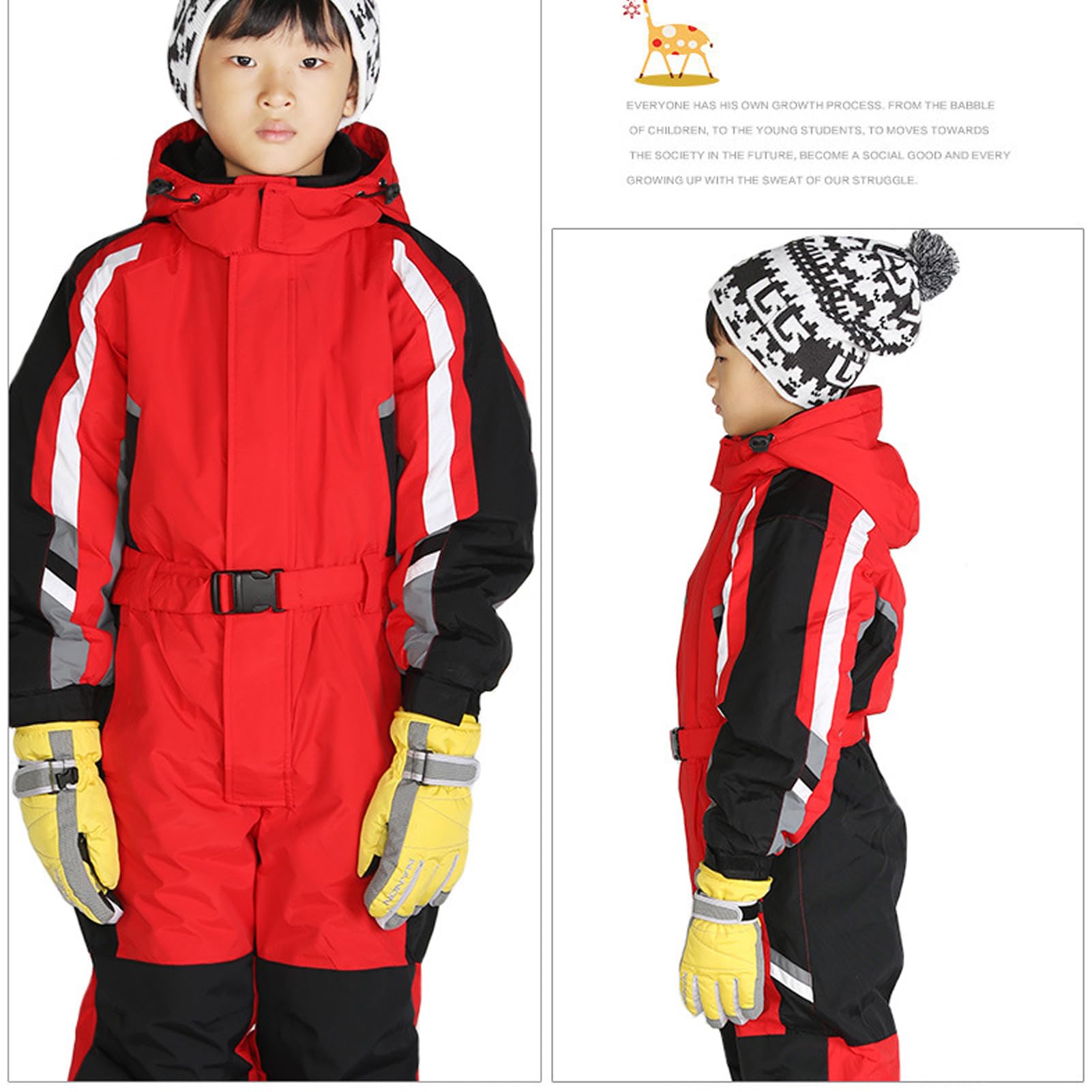 Traje de esquí infantil para niña con capucha, resistente al viento e impermeable, mono de esquí para niños, traje de nieve cálido para invierno