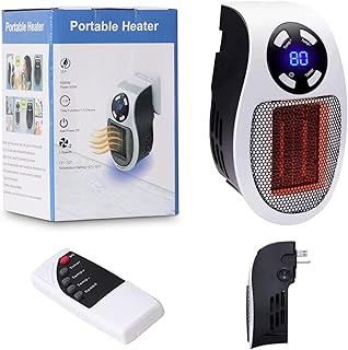 Alpha Heater Portable Heater - Portable Space Heater, Alpha Heater Plug in Wall, Mini Portable Electric Heater, Adjustable Thermostat Timer and Led Display (with Remote Control)