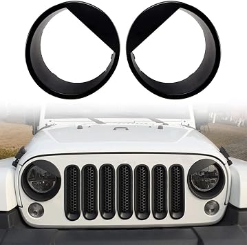 for Jeep Accessories Angry Bird Style Headlight Lamps Cover Ring Trim Compatible with Wrangler JK & Unlimited 2007-2018 Mods Decor Black